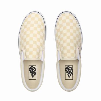 Damske Slip On Tenisky Vans Checkerboard Classic Biele VA49ONIFV